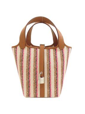 Hermes Picotin Lock PM Couverture Silver Handbag Toile H Swift
